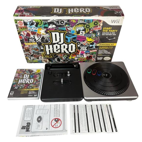 2009 DJ Hero Turntable & Game Disc Bundle Nintendo Wii Activision TESTED & WORKS - Picture 1 of 16